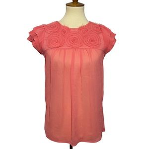 BCBGeneration Semi Sheer Short Sleeve Blouse